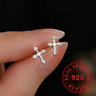 Huitan-pendientes cruzados delicados para mujer, Plata de Ley 925, accesorios para las orejas versátiles y brillantes, joyería delicada para fiesta diaria