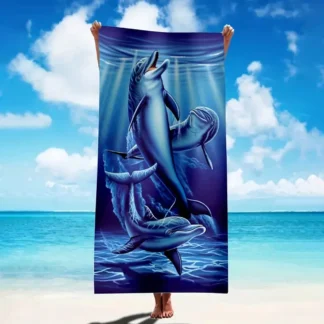 Toalla de playa con patrón de delfines, impresión digital, fina, de secado rápido, antiarena, de microfibra, ligera, para nadar, yoga, viajes, gimnasio, regalo