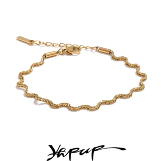 Yhpup 2025 Acero inoxidable nuevo estilo cadena elegante pulsera de moda brazalete impermeable llegadas PVD joyería de muñeca chapada para mujeres