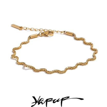 Yhpup 2025 Acero inoxidable nuevo estilo cadena elegante pulsera de moda brazalete impermeable llegadas PVD joyería de muñeca chapada para mujeres