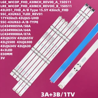 Tira de LED para iluminación trasera 7 lámparas para Innotek 17Y 43 pulgadas-tipo A 430ML 43UJ6300 43UJ6307 43UJ634V 43LJ594V SSC_43LJ61_FHD 43UJ630V