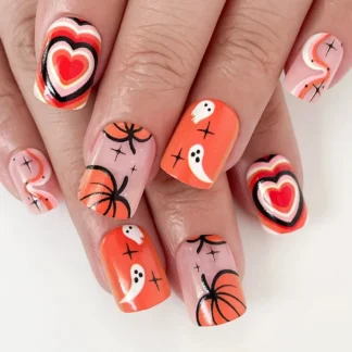 24 Uds parche para uñas portátil calabaza araña fantasma estilo Halloween Artificial uñas postizas manicura extraíble chica regalo de Halloween