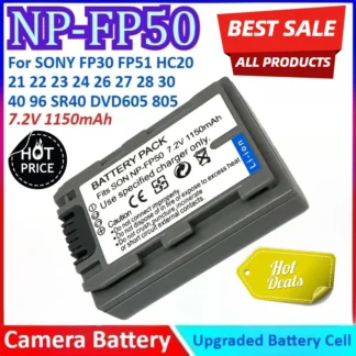 Batería de cámara NP-FP50 de 1150mAh 7,2 V + cargador para SONY FP30 FP51 HC20 21 22 23 24 30 40 96 26 27 28 SR40 DVD605 805
