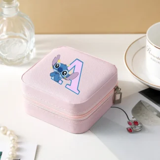 Caja de joyería portátil Stitch para mujer, compartimento ajustable, organizador de joyas, accesorios, pendientes, collar, anillo, regalos de cumpleaños