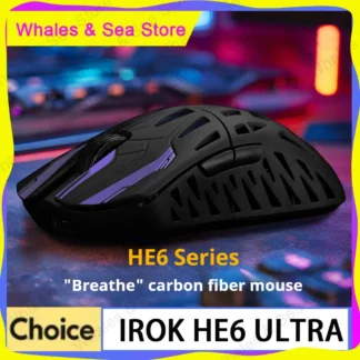 IROK HE6 ULTRA Mouse inalámbrico Dual 8K ratón para juegos fibra de carbono PAW3950 3 modos e-sports ratón de oficina ligero accesorios de PC