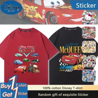 Ropa para padres e hijos, coche de carreras, Nemo Lightning McQueen, Camiseta de algodón periférica de Disney, ropa para niños medianos y grandes