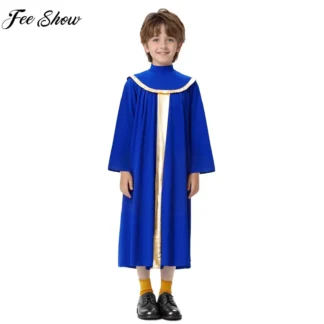 Vestido de baile de alabanza de adoración de coro de iglesia para niños, disfraz de Halloween, Carnaval, Pastor, sacerdote, vestido de oración litúrgica de manga larga