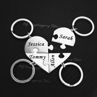 Llavero personalizado con nombres de miembros de la familia, llavero con rompecabezas de corazón de acero inoxidable personalizado para hombres, mujeres, amigos, regalo de cumpleaños