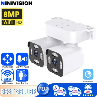 Cámara de seguridad para exteriores, dispositivo de videovigilancia CCTV con Zoom 10X, 4K, 8MP, lente Dual, WiFi, PTZ, IP, pantalla Dual, múltiples instalaciones