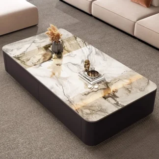Mesa De centro Rectangular para apartamento, Mesa De centro negra De lujo De alta calidad, Mesa De suelo minimalista, muebles para el hogar