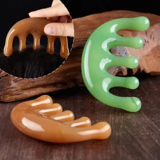 Cabezal de dientes grandes de 5 patas, herramienta meridiana verde de 5 dientes, cabezal de peine redondo, masaje de dientes grandes, peine de sangre de resina de medio molde Ma P3C7