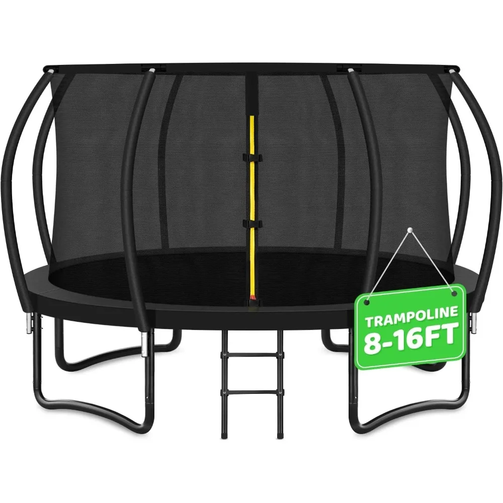Trampolín 8FT 10FT 12FT 14FT 16FT, Trampolines recreativos con red de respaldo y escalera, Trampolines antioxidantes para exteriores