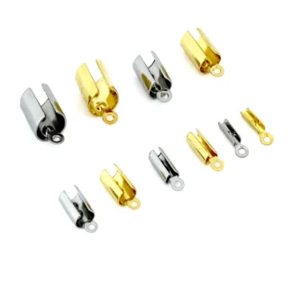 30-50 Uds. De cierres de extremo de engarzado de acero inoxidable, conectores de sujeción, Clips de cuerda para collar, pulsera, fabricación de joyería, suministros DIY