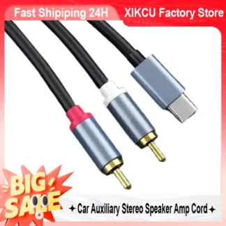 XIKCU-divisor tipo C a RCA macho a macho Y RCA, adaptador de enchufe USB C a 2RCA macho para altavoz estéreo auxiliar de coche, cable amplificador