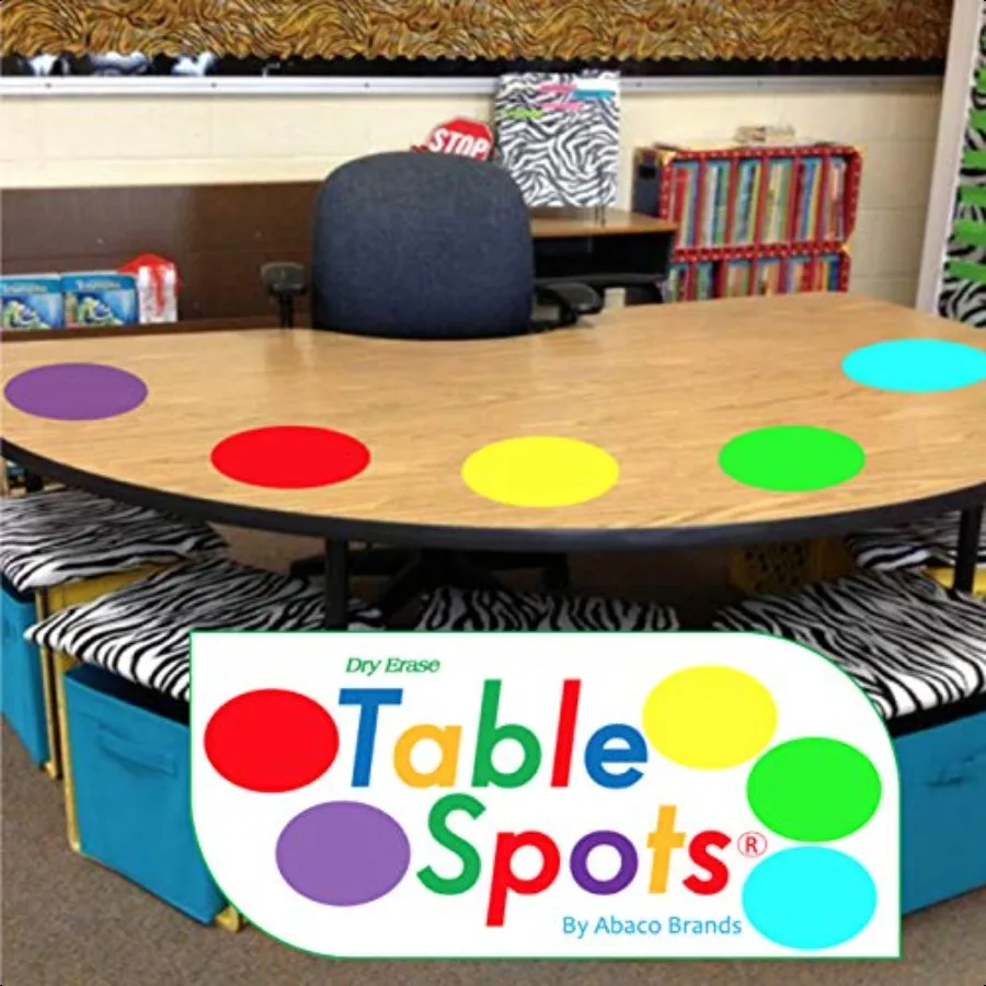Nuevo Tamaño más grande, los puntos de mesa originales para profesores, sin tinción, sin sombras, borrado completo, borrado en seco, paquete de 10, Circ Multicolor