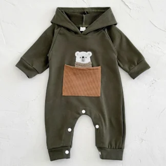 Ropa de otoño para bebés y niñas, pelele de 0 a 18M, monos con bolsillo de osito recién nacido, mono suave para niño y niña, traje informal