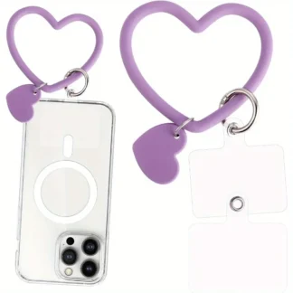 Cordón para teléfono con lazo en forma de corazón, correa para muñeca de mano para teléfono inteligente con soporte para llavero Compatible con la mayoría de los teléfonos inteligentes