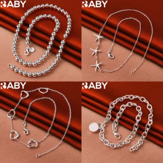 URBABY-collar geométrico de Plata de Ley 925 de 45cm para hombre y mujer, abalorio de tendencia, regalos de cumpleaños, joyería fina para fiesta