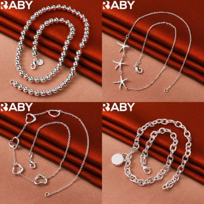 URBABY-collar geométrico de Plata de Ley 925 de 45cm para hombre y mujer, abalorio de tendencia, regalos de cumpleaños, joyería fina para fiesta