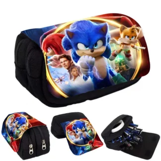 Nuevo estuche de lápices Sonics de gran capacidad, bolsa de bolígrafos de dibujos animados de Anime, suministros para estudiantes de escuela primaria y secundaria, papelería, regalo para niños