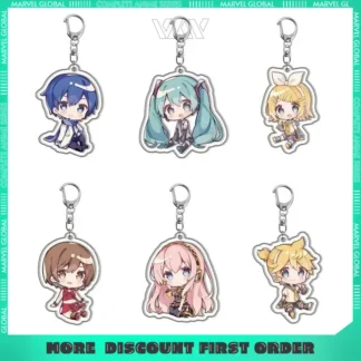 5 cm/1,96 pulgadas Miku Laito Meiko Anime lindos personajes acrílico doble cara llavero acrílico Fans regalos favoritos mochila colgantes