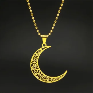 Colgante de coche de luna creciente de árbol de la vida hueco de acero inoxidable para mujeres y hombres, amuleto elegante de Color dorado y plateado, regalo de joyería