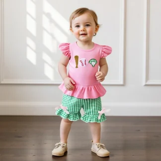 Adorables trajes de verano para niña, camiseta con manga con volantes y estampado Floral, pantalones cortos de cintura elástica, conjunto de ropa de 2 uds para niños pequeños