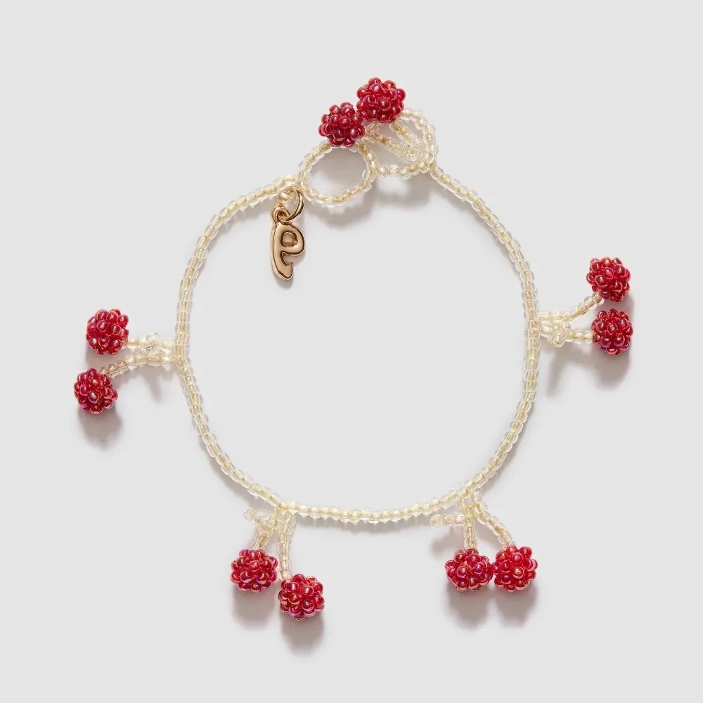 Joyería pulsera de frutas con cuentas de limón uvas naranjas verduras cadena de mano puerro berenjena fresa cereza brazalete pareja
