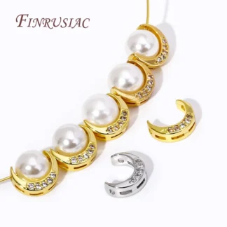 Marco de cuentas de Luna chapado en oro de 18 quilates, pulsera/cuentas de collar con agujero pasante, conector espaciador de cuentas, suministros de joyería DIY