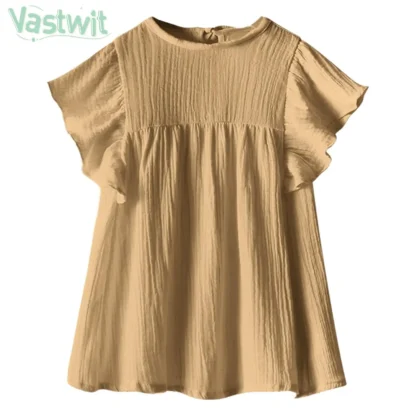 Vestido informal de algodón para niñas pequeñas, ropa de juego de Color sólido de manga corta de verano, vestido veraniego para fiesta, uso diario, escuela, vacaciones en la playa