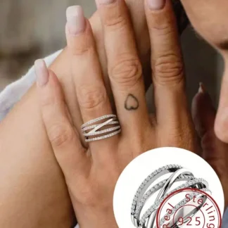 Anillos de circón completo con nudo trenzado redondo de Plata de Ley 925 para mujer, regalo, anillo de boda, joyería fina de alta calidad