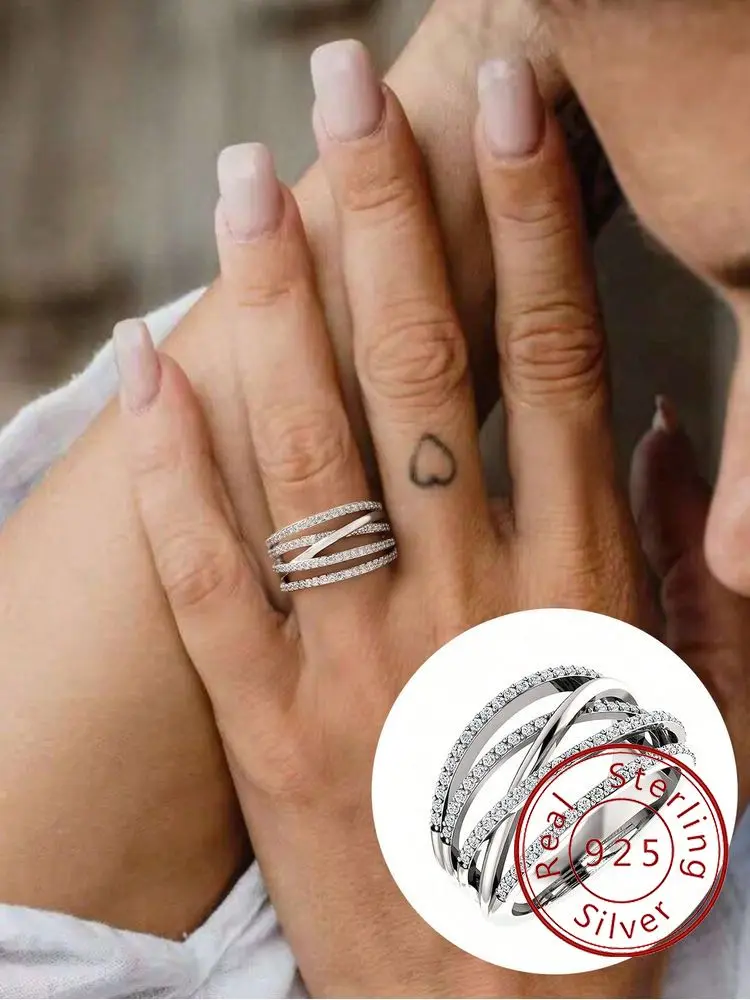 Anillos de circón completo con nudo trenzado redondo de Plata de Ley 925 para mujer, regalo, anillo de boda, joyería fina de alta calidad