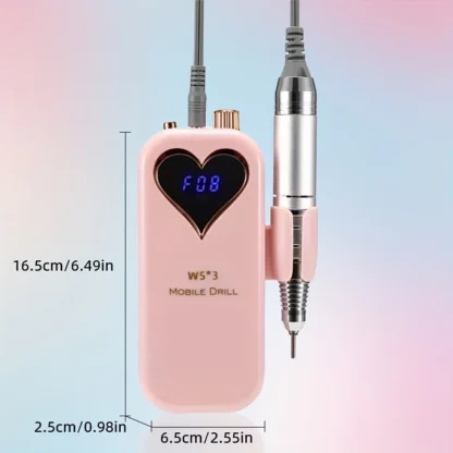 Taladro de uñas portátil, lima de uñas compacta para manicura, eliminación de cutículas, pulido de uñas, 0-35000RPM, con pantalla visible