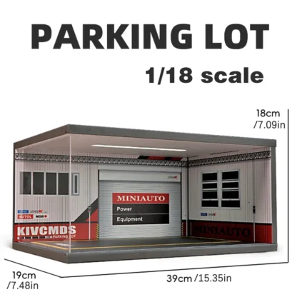 1/18 estacionamiento de modelo de coche de juguete a prueba de polvo equipado con luz de doble capa (sin coche ni figura de acción)