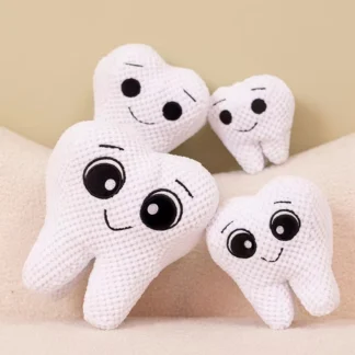 Lindo juguete de peluche de diente de imitación lindo diente blanco almohada suave de felpa divertida decoración de cojín de sofá regalos para niños