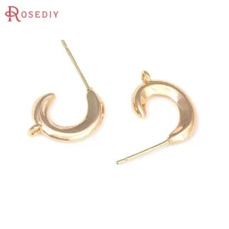 Pendientes curvos de latón para mujer, aretes de 6 piezas, Color dorado de 18K, alfileres, suministros de joyería de alta calidad, accesorios