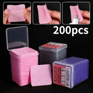 Venta al por mayor, 200 unids/caja, pegamento para pestañas, almohadillas de algodón limpias, removedor de esmalte de Gel, papel, toallita sin pelusa, herramientas de limpieza de maquillaje para manicura