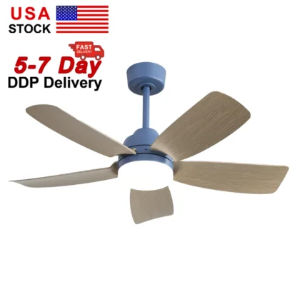 Ventilador de techo inteligente moderno de 42 pulgadas con motor reversible ligero Alta velocidad del viento de 6 velocidades con control remoto