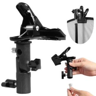Abrazadera para Reflector, soporte de Clip, accesorio de soporte de luz, adaptador giratorio de montaje de tornillo de 1/4 "a 3/8" para Reflector y fondo de estudio fotográfico
