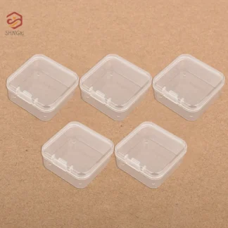 Mini caja de almacenamiento de plástico transparente, caja de almacenamiento de joyería, pendientes, anillos, contenedor de almacenamiento de artículos pequeños, 5 uds.