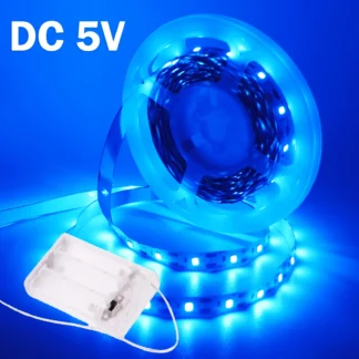 Tira de LED adhesiva alimentada por batería 5V 2835 60LEDs/m cinta Flexible no impermeable para iluminación de fondo de TV lámpara nocturna 7 colores