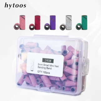 HYTOOS-bandas de lijado pequeñas de 3mm para taladro de uñas, Mini lima de arena, pulido de uñas, limpieza de cutículas, sin broca de mandril de acero inoxidable