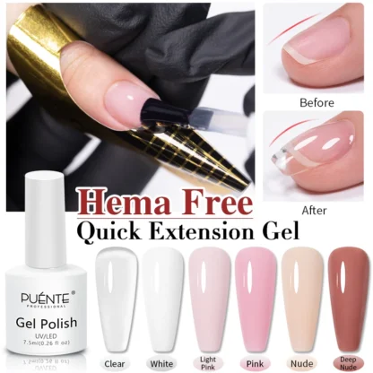 PUENTE-Extensión rápida de esmalte de uñas, Gel de construcción de manicura autonivelante semipermanente UV, libre de Hema