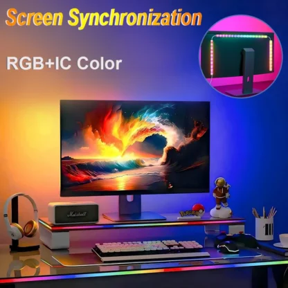 Tira de luces LED para juegos inteligentes USB, tira de luces de sincronización de pantalla de Monitor de ordenador, retroiluminación LED RGBIC para decoración de ambiente de sala de juegos