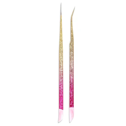 Pinzas para decoración de uñas de doble punta, pinzas de acero inoxidable con cabezal de presión de silicona para pegatinas de uñas, recogedor de gemas de joya de diamantes de imitación