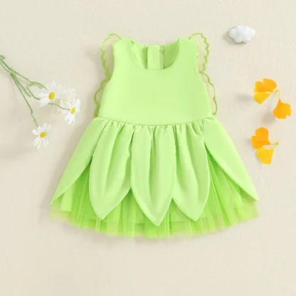 Vestido de verano para niña pequeña de 0 a 4 años, vestido de malla con ala de mariposa, cierre de cremallera sólido, cuello redondo, sin mangas, línea A