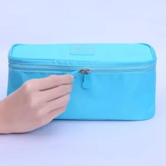 Bolsa de almacenamiento de viaje portátil, organizador de ropa interior y sujetador multifunción, estuche de cosméticos para artículos de tocador para viajes al aire libre