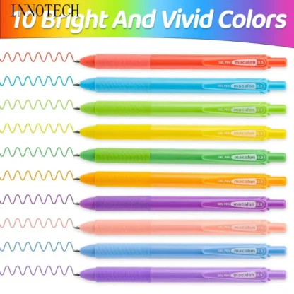 10 Uds. Bolígrafo de Gel de colores de punta fina de Color Retro, rotulador de 0,5mm, bolígrafo de dibujo artístico, papelería de secado rápido, bolígrafo de escritura para estudiantes, pintura