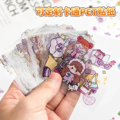 50 Uds. De pegatinas bonitas de dibujos animados, pegatinas de decoración Kawaii, regalo para niños, pegatinas impermeables, suministros de papelería, pegatinas para álbum de recortes