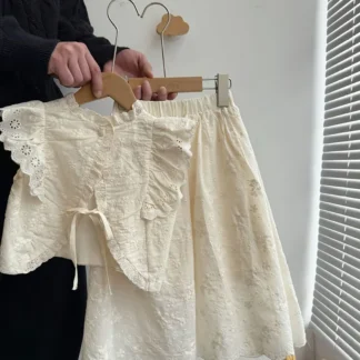 MILANCEL, nuevo conjunto de ropa de verano para niños, chaleco sin mangas de encaje bonito + falda, traje de flores bordadas para niñas